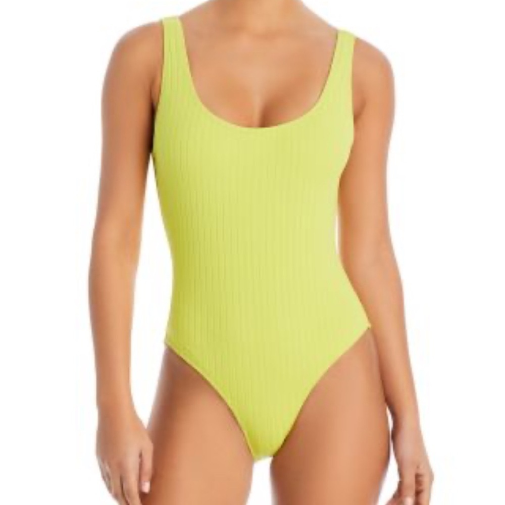 NWT Solid and Striped One Piece Chartreuse